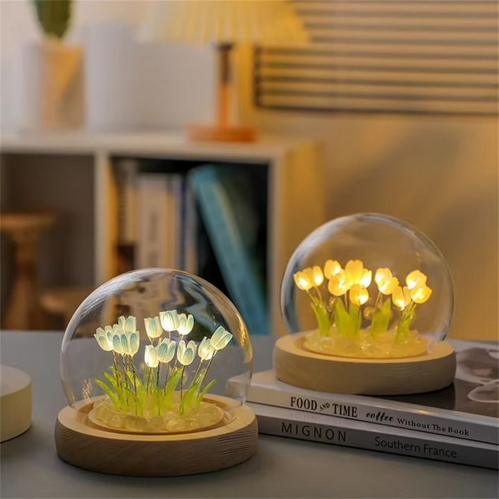 Skanto | Håndlaget kunstig tulipan LED nattlampe bordlampe for soverom og gaveinnredning