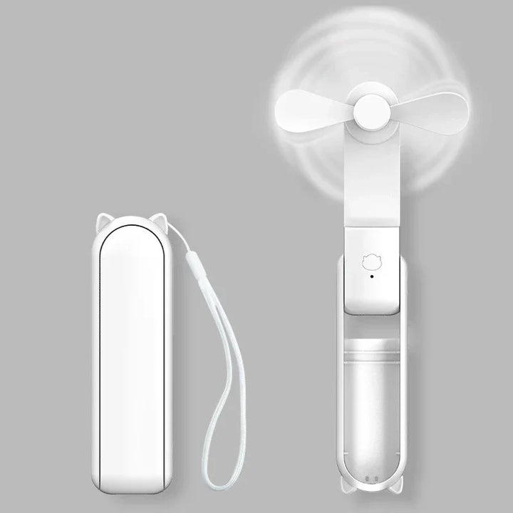 Sammenleggbart Mini-Håndvifte med Powerbank og Håndleddsbånd – FrisMee 2-i-1 | Skanto