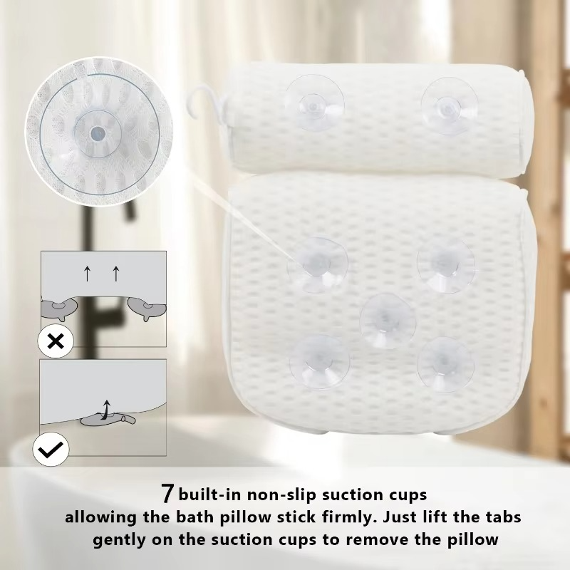 Luksuriøse Badewannen-Spa-Kissen med Air-Mesh-Technologie zur Unterstützung av Nacken, Kopf og Rücken
