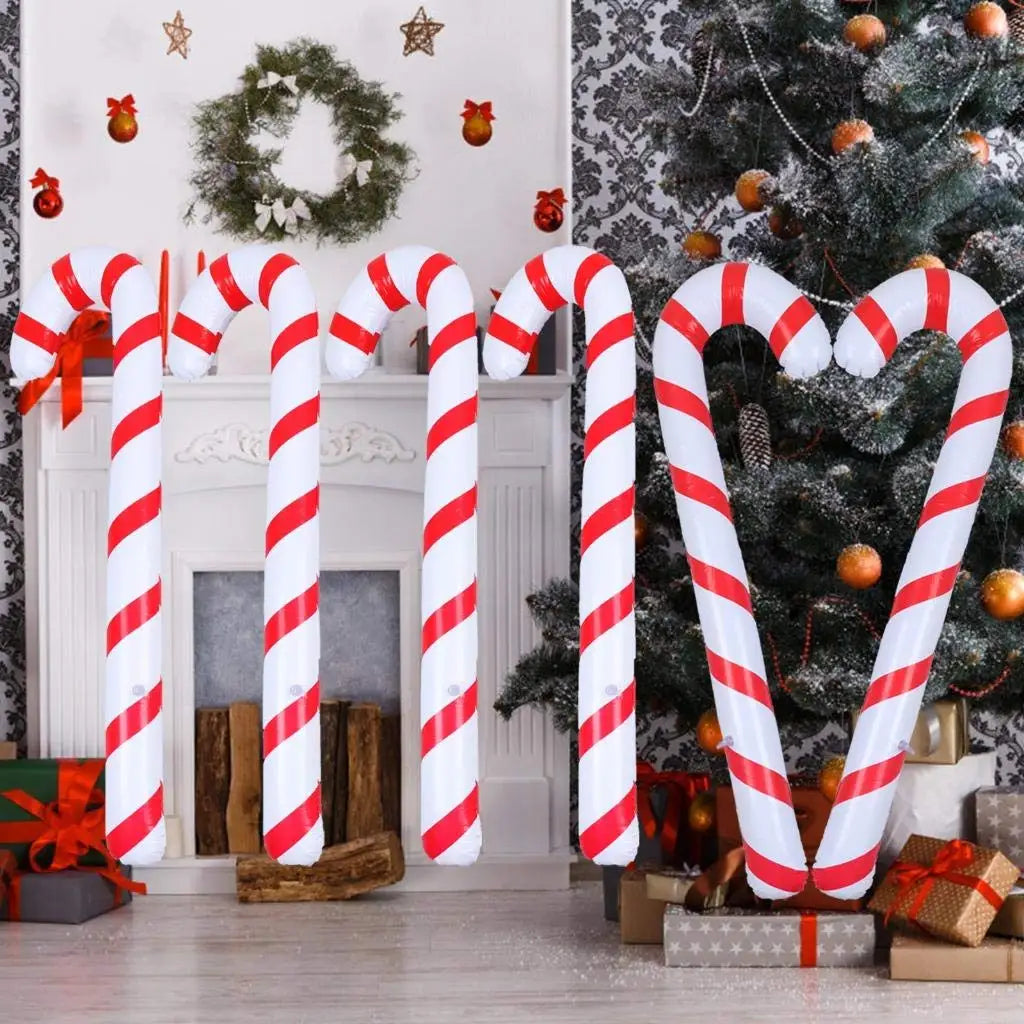 Skanto | CandyFest Oppblåsbare Julegodter – Sett med 4 PVC Dekorasjoner på 87 cm