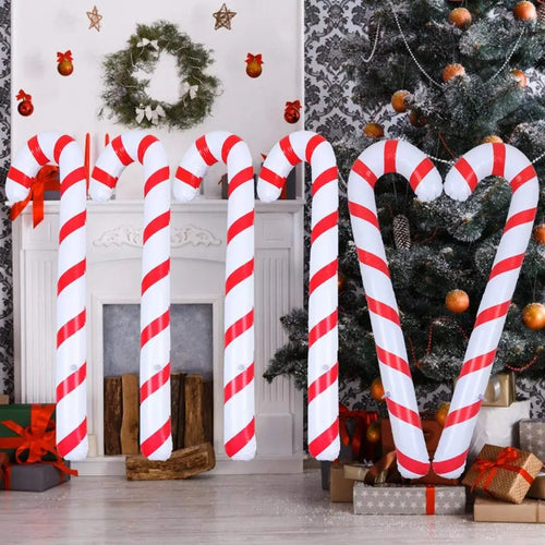 Skanto | CandyFest Oppblåsbare Julegodter – Sett med 4 PVC Dekorasjoner på 87 cm