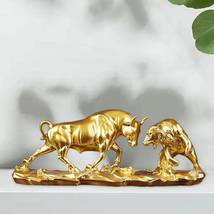 Skanto | Feng Shui Bjørn og Okse Statue, Okse Figur, Samling Kuh Skulpturer Dyr