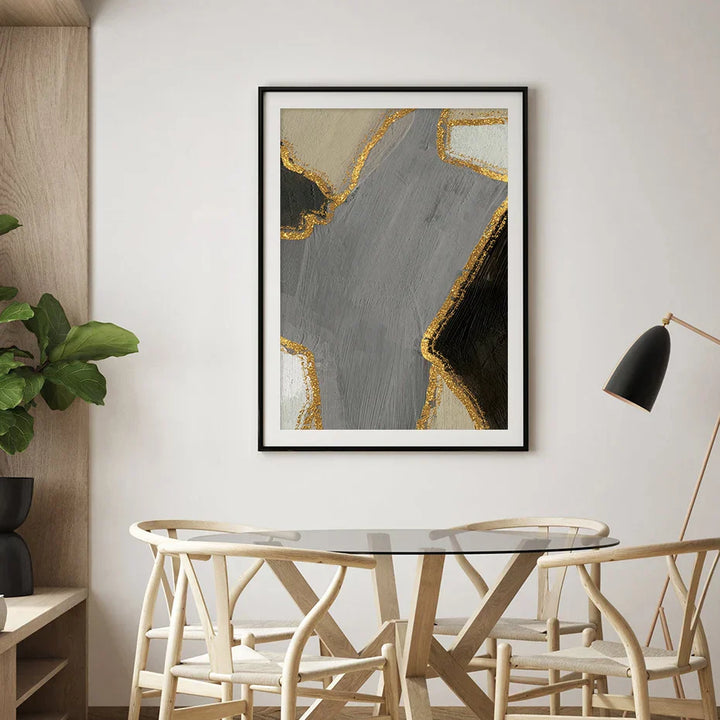 Abstrakt Blokkfarge Veggkunst Svart Grå Beige Gylden Kvalitetslerret Trykk Bilder For Moderne Leilighet Stue Moderne Hjem Dekor | Skanto