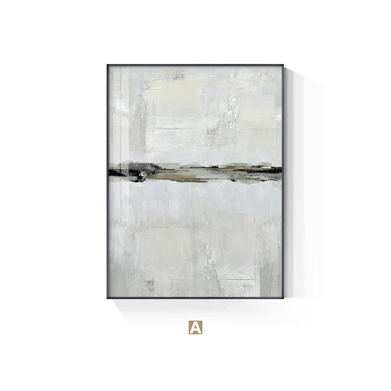 Minimalistisk beige-grå fargeblokk abstrakt veggkunst Fine Art lerretstrykk bilder for moderne leiligheter stue soverom moderne interiør | Skanto
