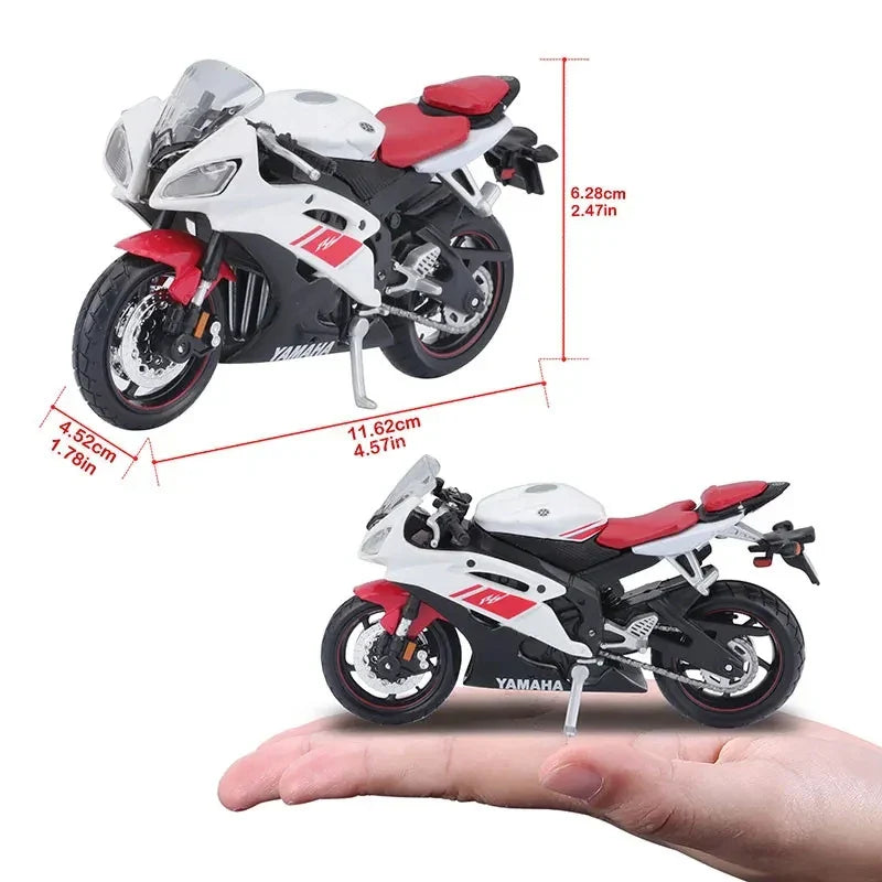 Skanto | 1:18 Skala Yamaha R6 Legering Rulle Sportbike Figurer Diecasts Barn Leke Motorsykkel Racing Modell Replika Samlergave for Gutter