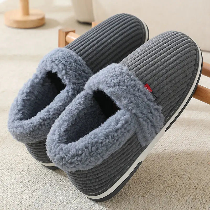 Skanto | Nordhavn | Vinter Kose Husholdningsk slippers for Par | Fluffy Bomullss slippers med Hælpolstring | Rutsjefri, Varme & Myke – Kvinner & Menn Husholdningsk slippers