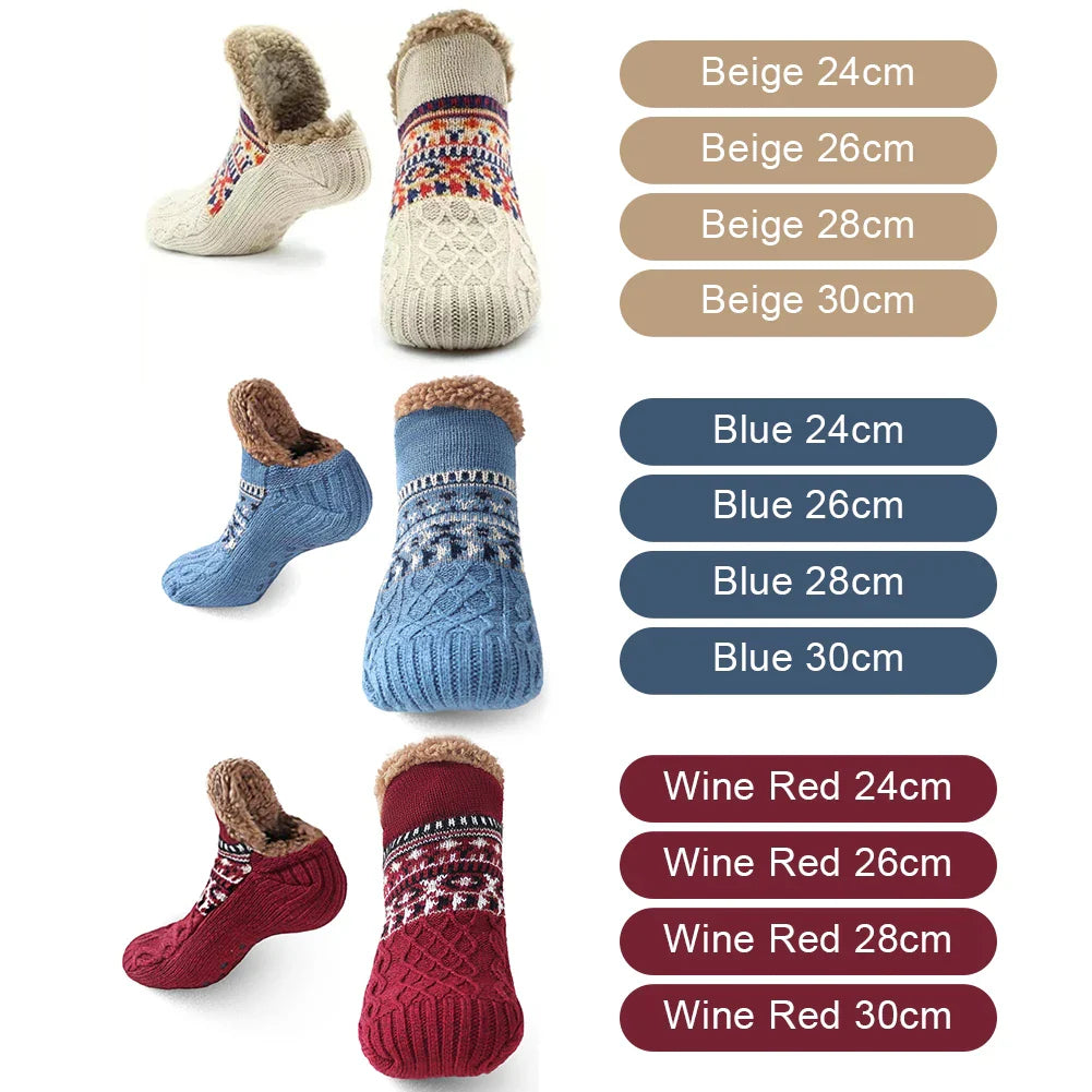 Skanto | North Cottage | Termiske Hus Sokker Vinter | Gripefrie Koselige Sokker for Kvinner & Menn | Tykt Fôrede & Ekstra Varme | Myke Antiskli Sengesokker for Hjemmet & Jul