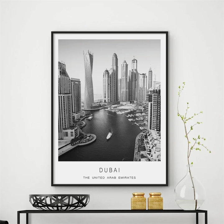Dubai Skyline Plakat Internasjonal Reise Veggkunst Fine Art Lerretstrykk Svart Hvit Bilder For Stue Spisestue Hjemmekontor Kunstdekor | Skanto