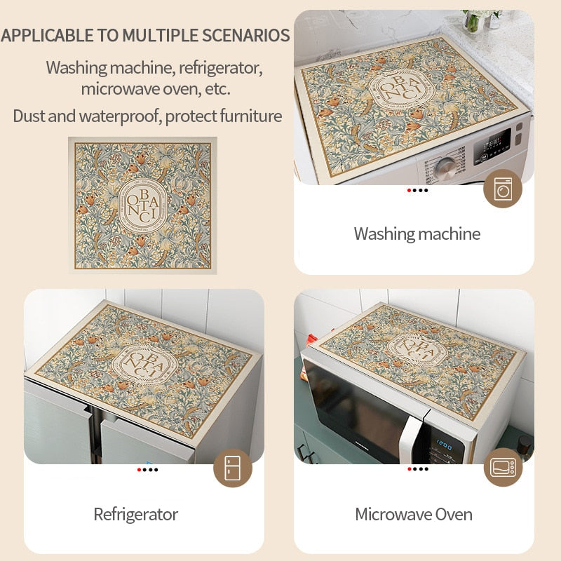 Skanto | Retro Floral Vaskemaskin Deksel Dreneringsmatte