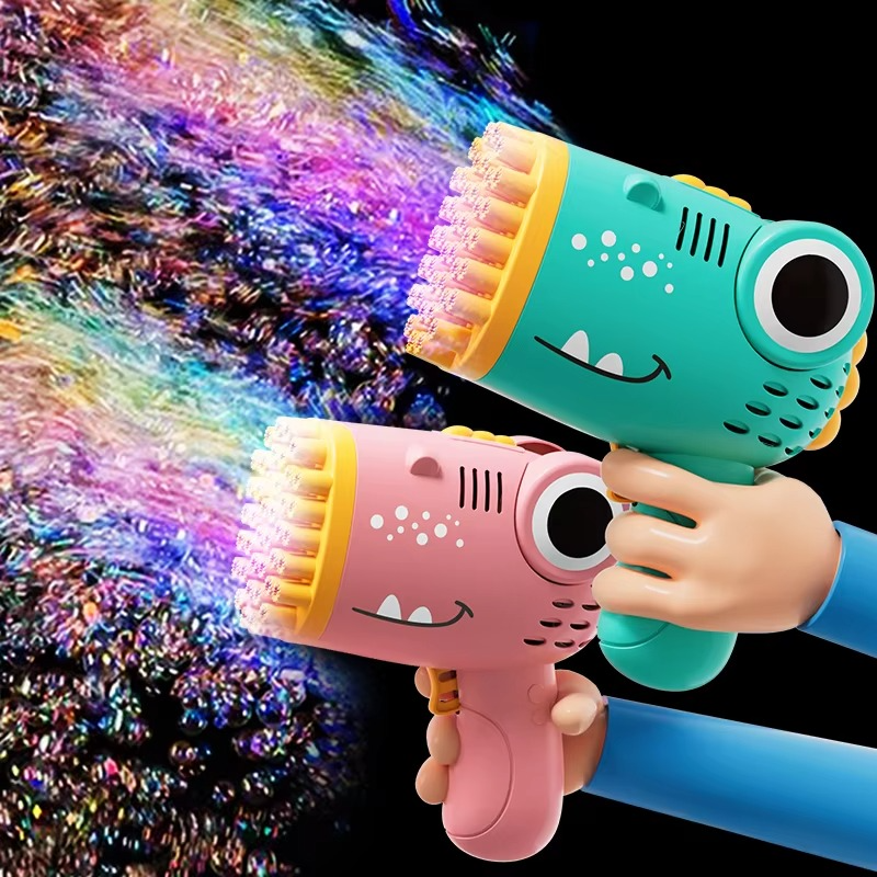 Skanto | Barn Håndholdt Bubblesmaskin - 40-Hull Elektrisk Dinosaur Boblemaskin