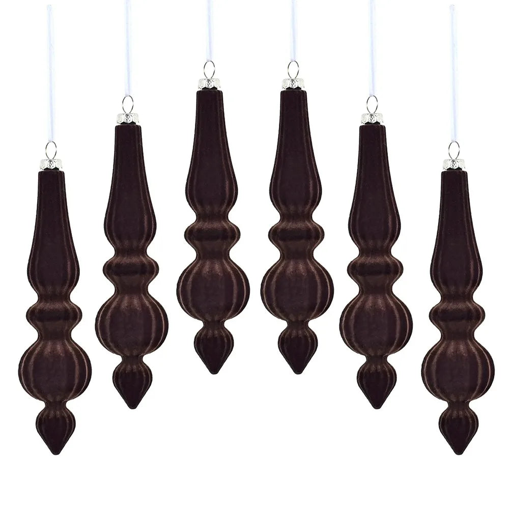 Shatterproof Velvet Christmas Baubles - Reusable Cone Hanging Decorations for Christmas Tree Decor 6PCS