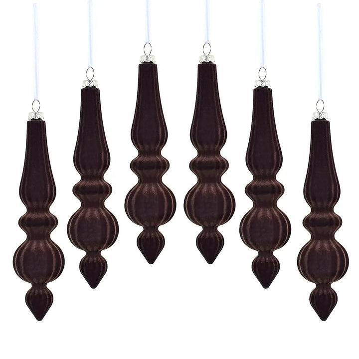 Shatterproof Velvet Christmas Baubles - Reusable Cone Hanging Decorations for Christmas Tree Decor 6PCS