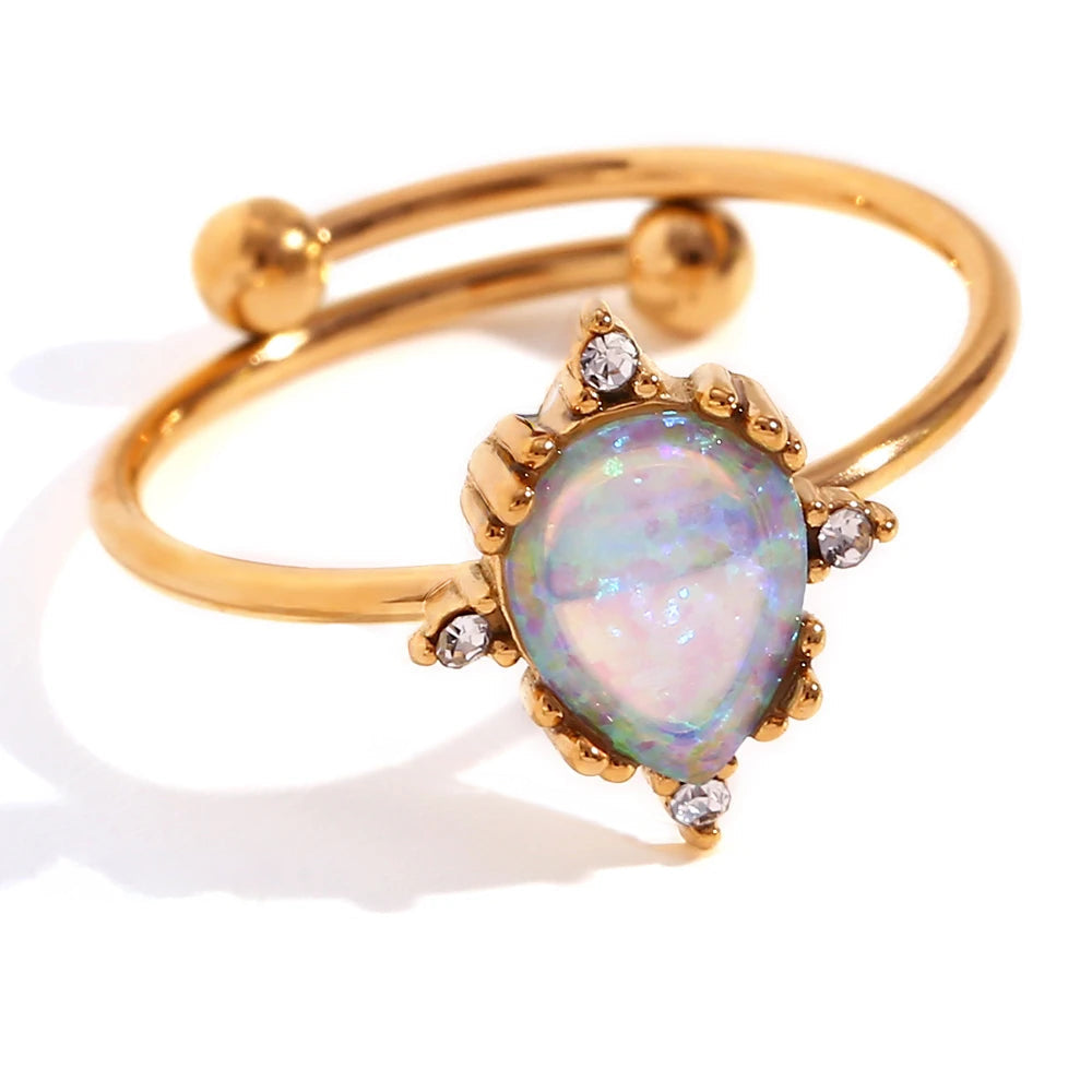 Skanto | Justerbare Diamant Aksepterte Opal Iridescente Ringer