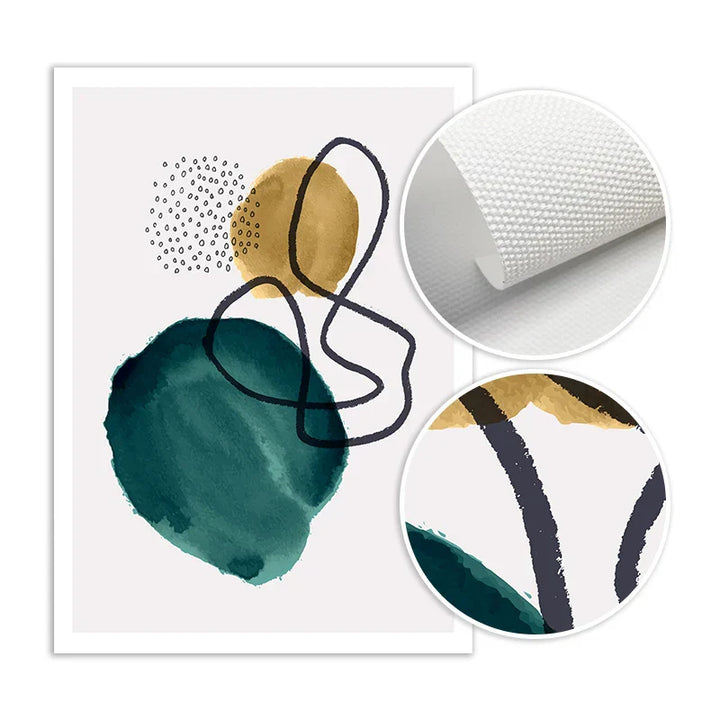 Grønn Gul Svart Abstrakt Form & Linje Minimalistisk Nordisk Veggkunst Fine Art Lerret Utskrifter Bilder For Stue Hjemme Kontor Dekor | Skanto