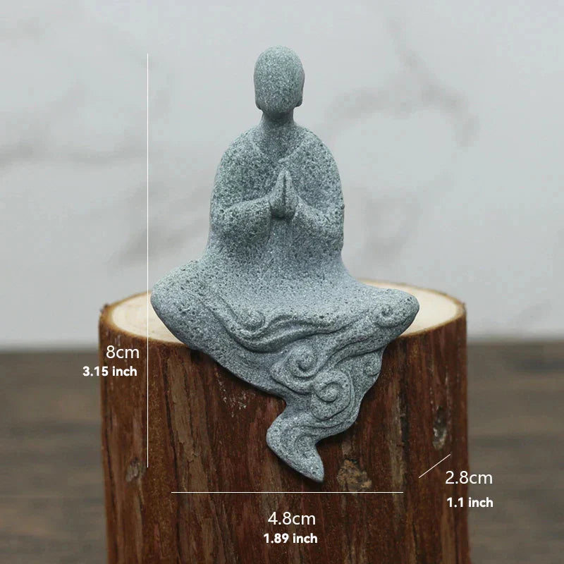 Skanto | Buddha Stein Statue Liten Buddhiste Munker Tibetansk Buddhisme Figurer Zen Hage Ornament Meditasjon Hjem Akvarium Dekorasjon