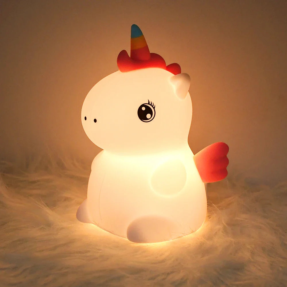 Skanto | DreamiCorn LED Nattlys Enhjørning | Myk Silikon & USB Oppladbar | Berøringskontroll & 2 Lysstyrkenivåer | Barnerom & Gaveidé