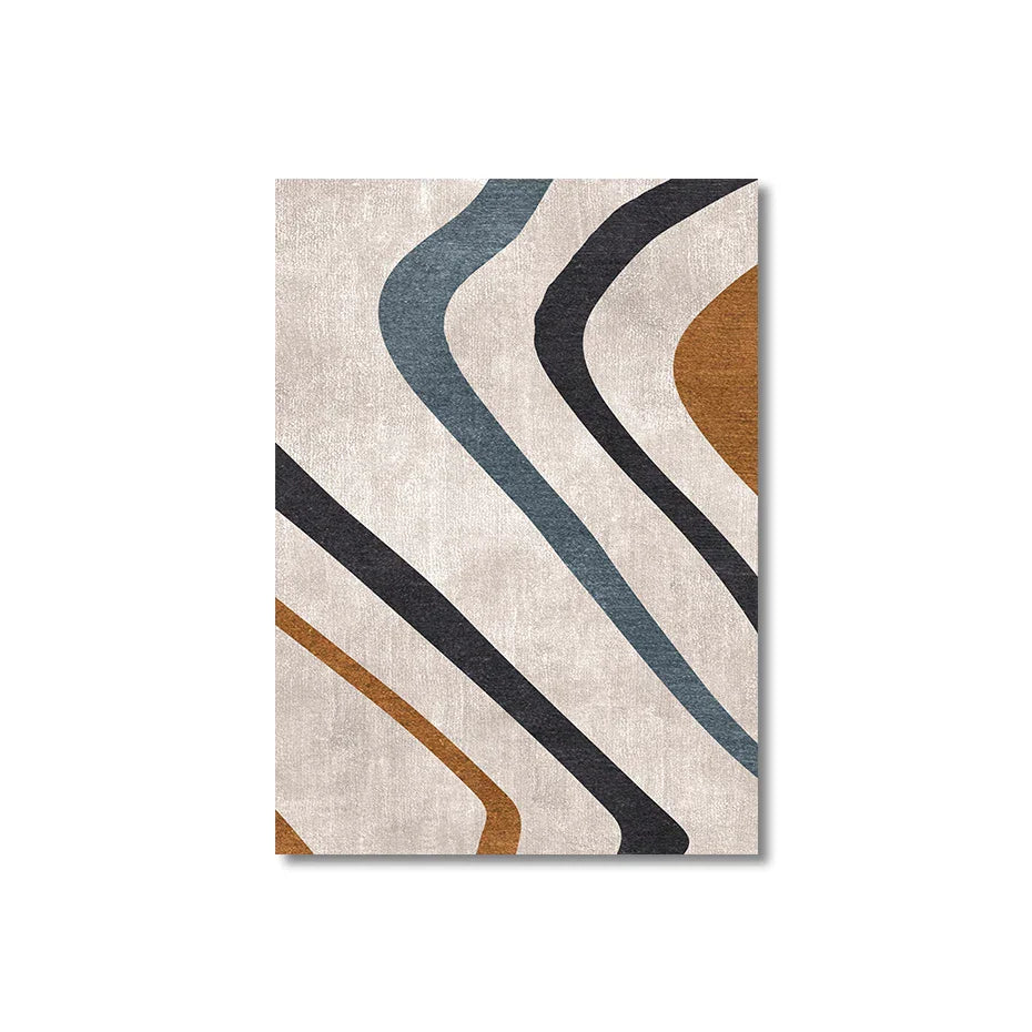 Strømmende Linjer Blå Beige Abstrakt Veggkunst Fine Art Lerretsutskrifter Bilder For Moderne Stue Spisestue Soverom Kunst Dekor | Skanto