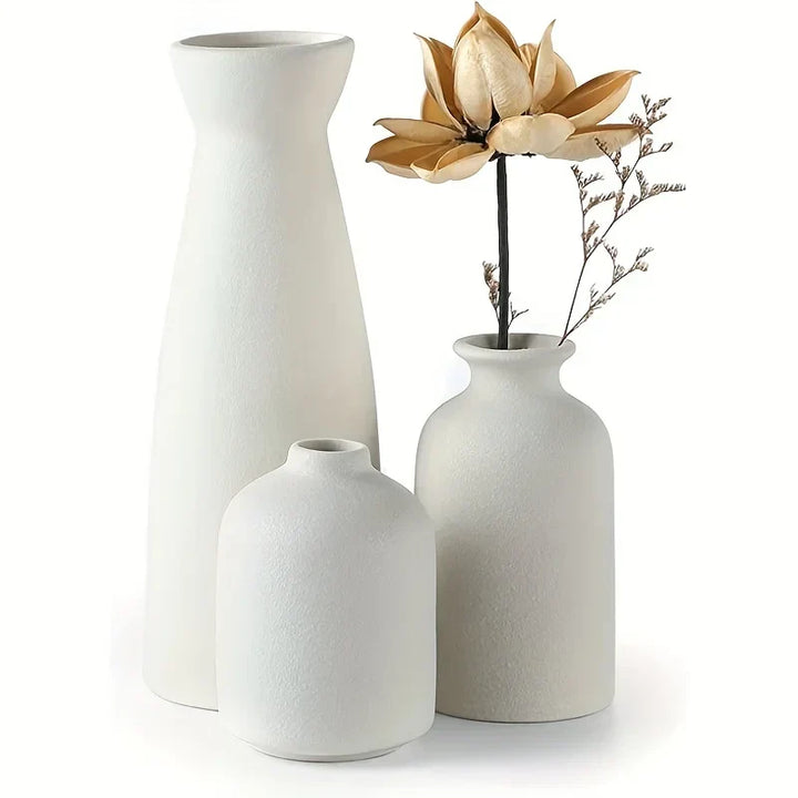 Aardstil Keramikk Vase Sett av 3 for Moderne Boho Interiører | Skanto