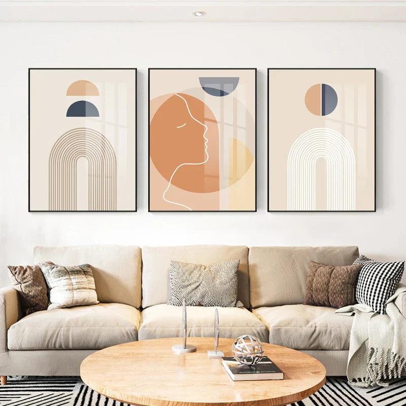 Minimalist Abstrakt Solgeometri Veggkunst Fine Art Lerretsutskrifter Bilder For Stue Soverom, Hjemmekontor Kunst Dekor | Skanto