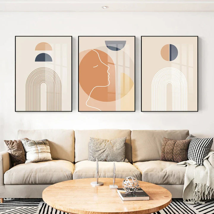 Minimalist Abstrakt Solgeometri Veggkunst Fine Art Lerretsutskrifter Bilder For Stue Soverom, Hjemmekontor Kunst Dekor | Skanto