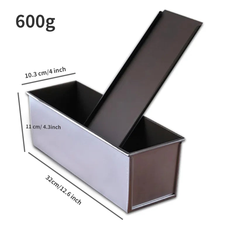 Skanto | Premium Non-stick Aluminiumlegering Toastbokser med lokk - Ulike størrelser (250g/450g/600g/750g/900g/1000g) for baking av brød og kaker