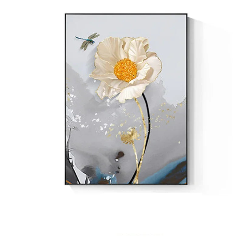 Moderne abstrakte florale veggkunst Fine Art lerrettrykk blå grå botaniske bilder for stue soverom veggkunst dekor | Skanto