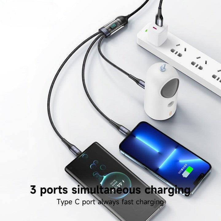 Skanto | 3i1 Digital Skjerm Hurtiglading Universell Lader Kabel