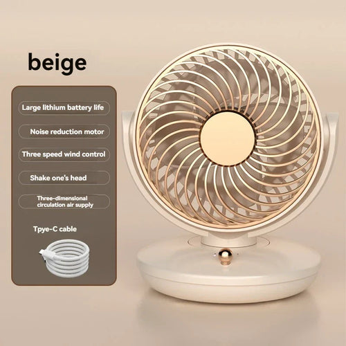 Skanto | BreezeLoop bordvifte med 360° rotasjon | USB vifte med 3 hastigheter og batteri | Stille og kompakt | For kontor, soverom og hjem