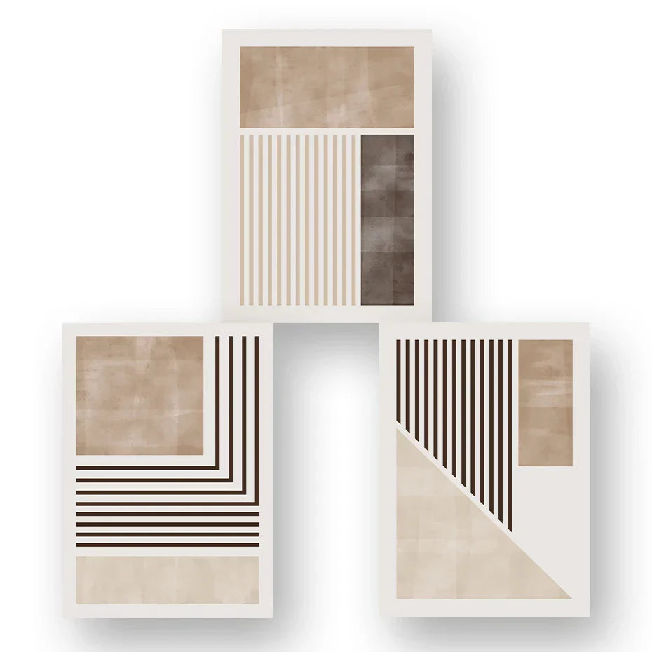 Brun Beige Fargeblokk Geometrisk Veggkunst Fine Art Lerretsutskrifter Abstrakt Minimalistiske Bilder For Moderne Stue Soveroms Kunstdekor | Skanto