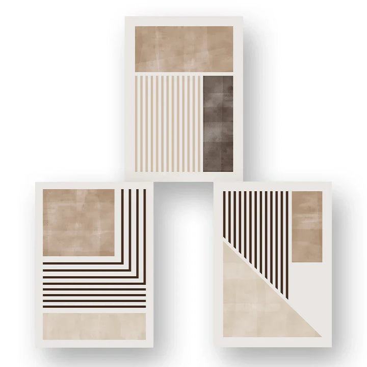 Brun Beige Fargeblokk Geometrisk Veggkunst Fine Art Lerretsutskrifter Abstrakt Minimalistiske Bilder For Moderne Stue Soveroms Kunstdekor | Skanto