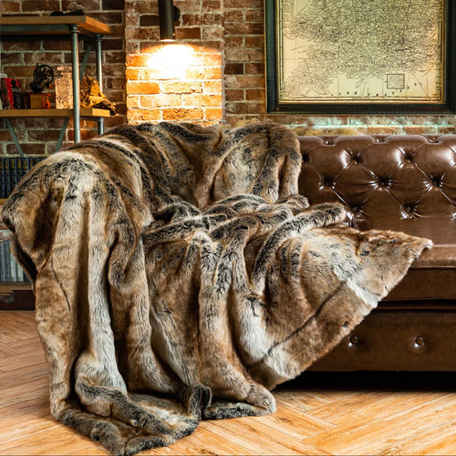 Skanto | Luksuriøst Falsk Pels Teppet | Mykt & Varmt | Vinterplaid | For Sofa & Soverom