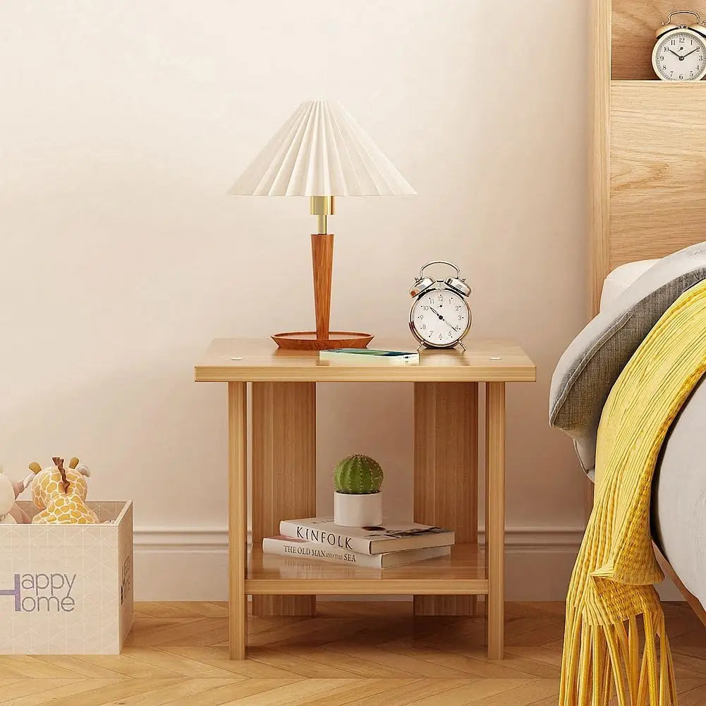 Skanto | Solid Tre Nachttbord med To Lag i Moderne Design