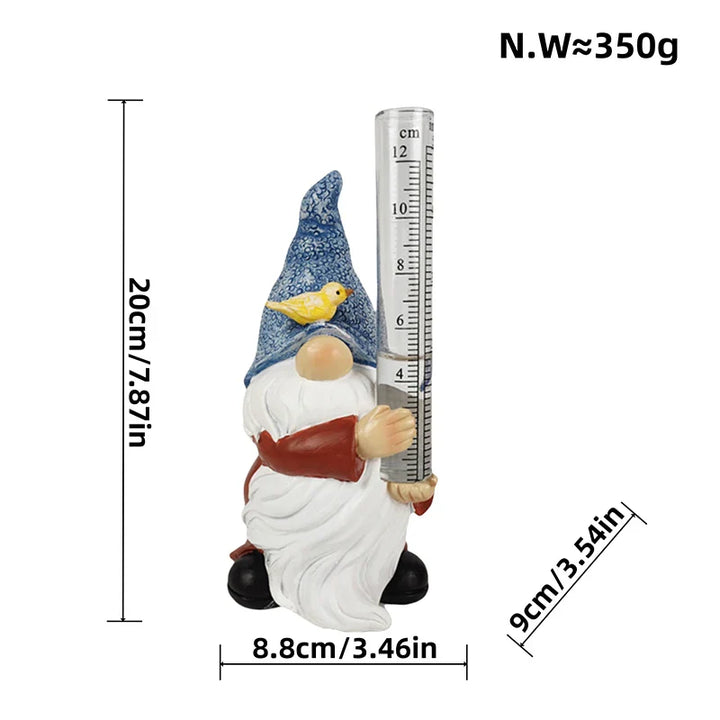 Skanto | Gnomisk Hage Statue med Harpiks Regnmåler