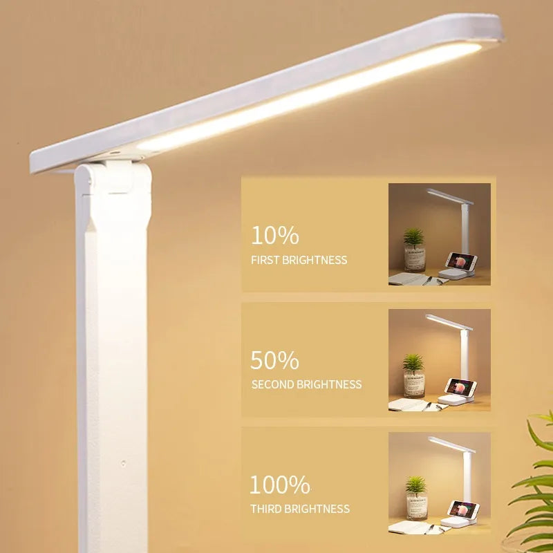 Skanto | 6000mAh oppladbar LED bordlampe USB 3 farger stegløs dimbar skrivebordslampe berøring foldbar øye-beskyttende leselys nattlys