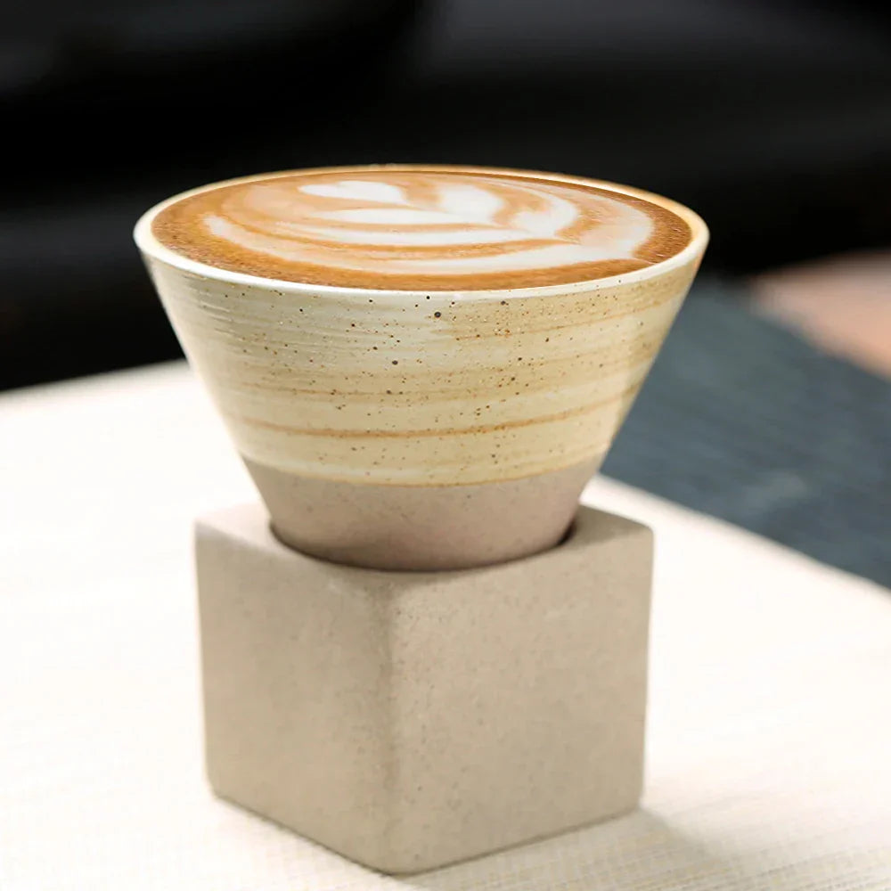 Skanto | Japansk kaffekopp med fat, 1 stk, retro keramisk tekopp, krus, latte, espresso, pull0, blomster cappuccino, ny keramikkopp, 100 ml/3,5 oz