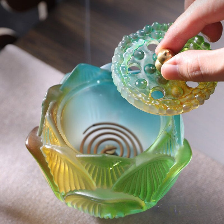 Skanto Decor Skanto Innendørs Røykfyr Sederovn Lotusvann glasert Røykstempleovn Ornament