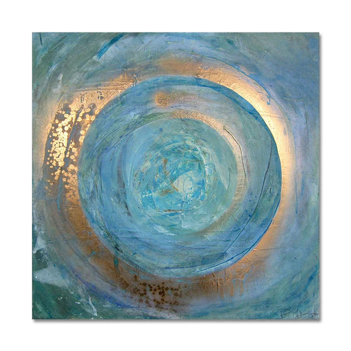 Blå Gylden Virvel Sirkel Veggkunst Fine Art Lerret Utskrifter Firkantet Format Abstrakte Bilder For Stue Soverom Hjemmekontor Kunst Decor | Skanto