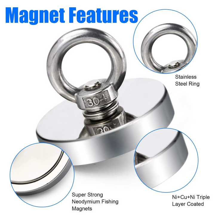 Skanto | Premium Neodymium Fiskemagnet med Øyebolt for Magnetisk Berging