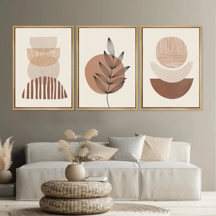 Sett med 3 stk Moderne Abstrakt Bohemsk Minimalistisk Geometrisk Veggkunst Fine Art Lerret Utskrifter Plakater Bilder For Stue Dekor | Skanto