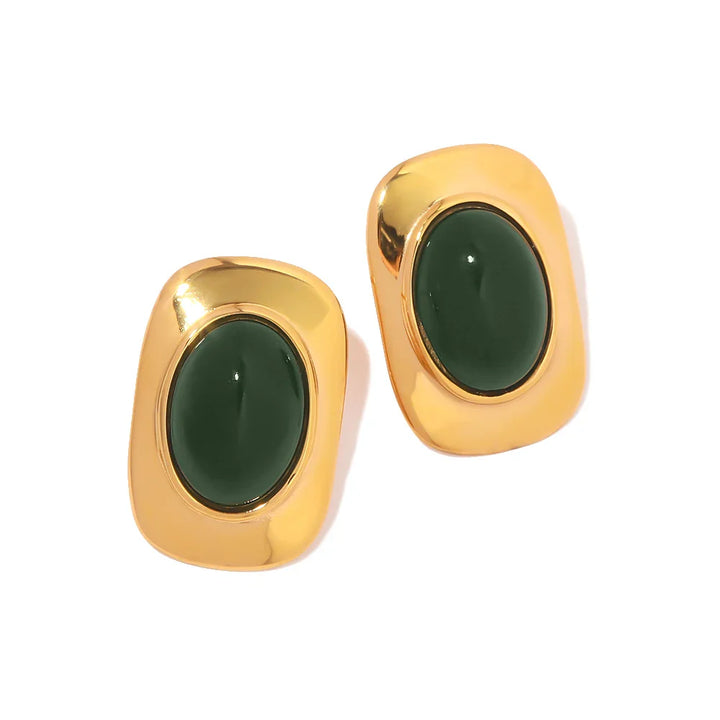 Skanto | 18k Grønn Oval Opal Rektangulære Øredobber