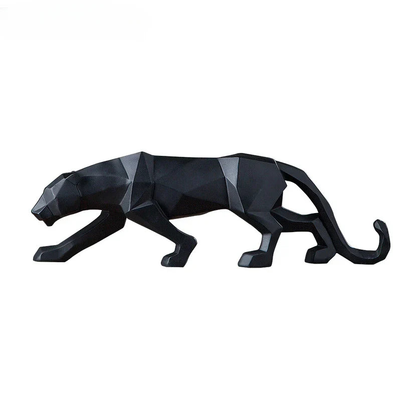 Skanto | Panther Statue, Dyrefigur, Abstrakt Geometrisk Stil, Harpiks, Leopard Skulptur, Hjemmekontor, Skrivebord Dekorasjon, Håndverk