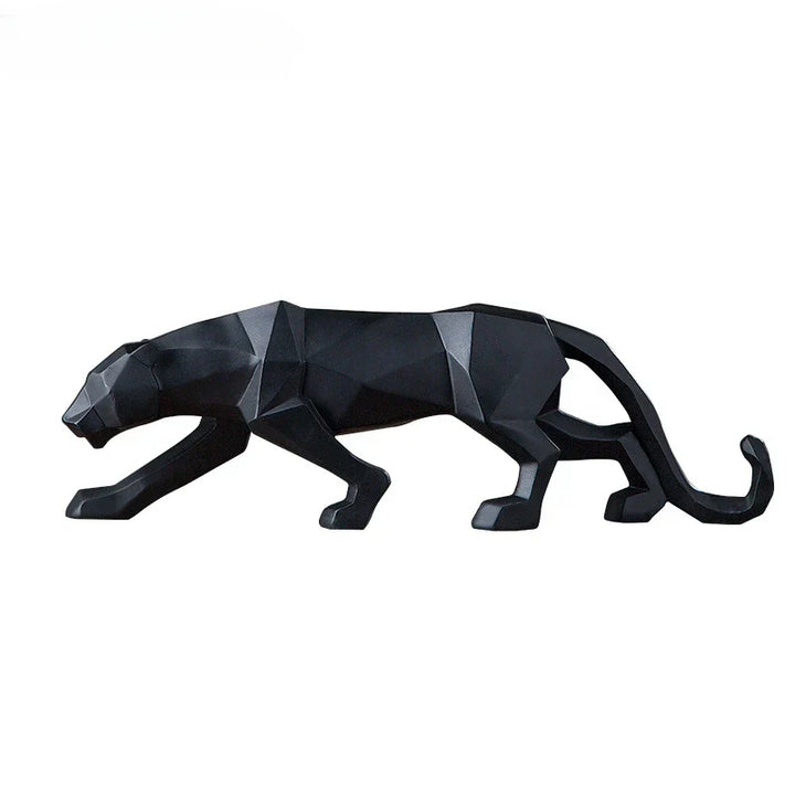 Skanto | Panther Statue, Dyrefigur, Abstrakt Geometrisk Stil, Harpiks, Leopard Skulptur, Hjemmekontor, Skrivebord Dekorasjon, Håndverk
