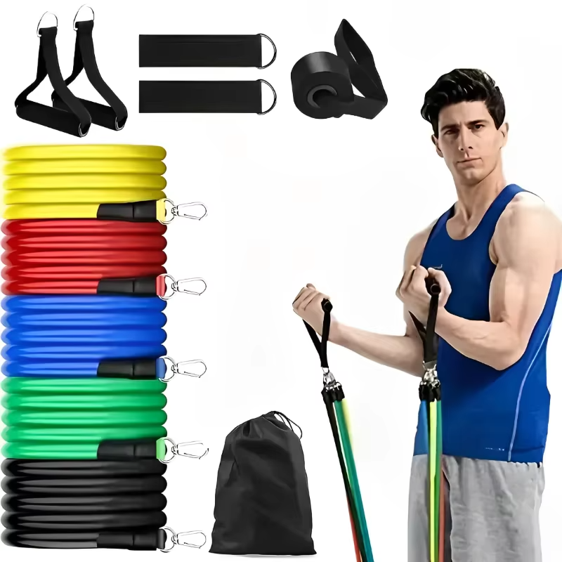 Komplettes Fitness-Set med Widerstandsbändern, Griffen og Knöchelmanschetten