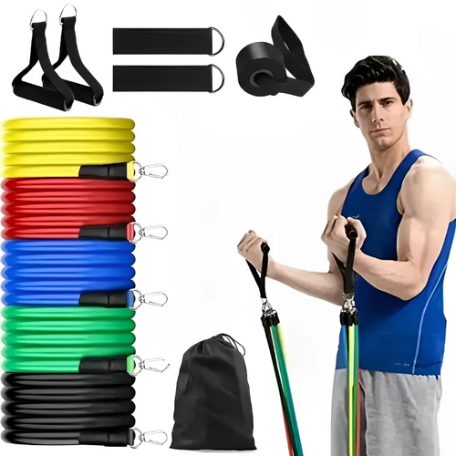 Komplettes Fitness-Set med Widerstandsbändern, Griffen og Knöchelmanschetten