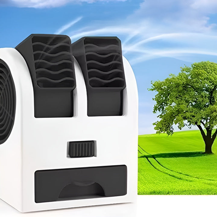 Dual-Outlet Turbo Cooling Desk Humidifier Fan | Skanto
