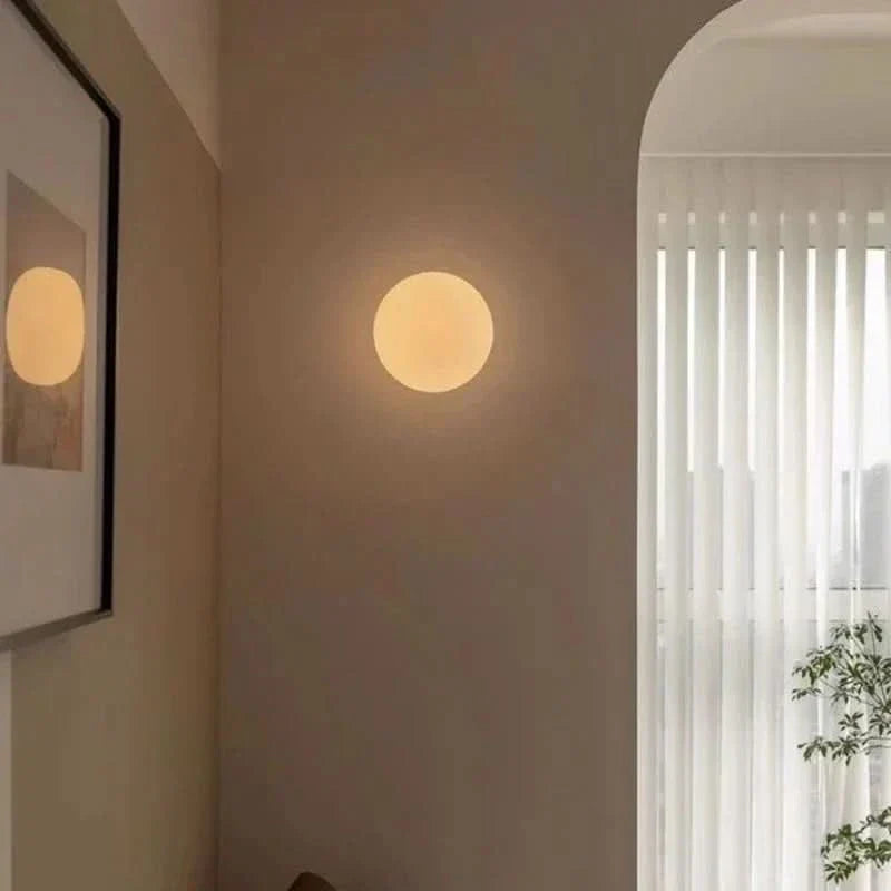 Skanto | Modern White Milk Glass Circular Wall Lamp