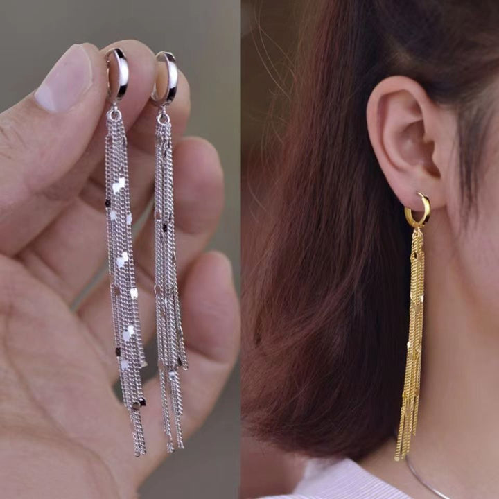 Skanto | Elegant Flow Lange Metall Quaste Øredobber