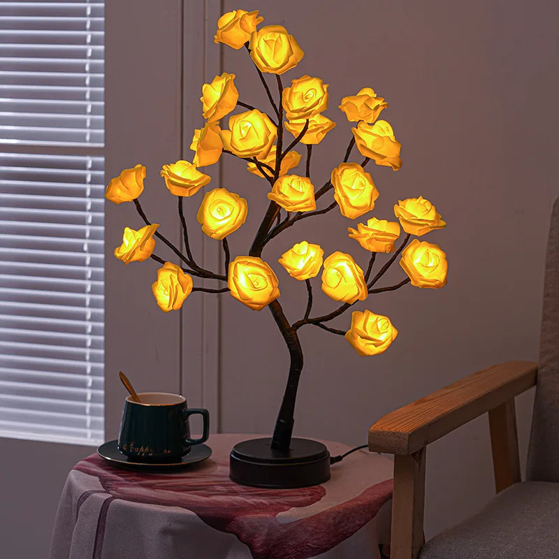 Skanto | RGB Rose Flower Tree Lights 24LED USB Batteri Bordlampe Fairy Natt Lys Hjem Fest Jul Bryllup Soveroms Dekorasjon Gave
