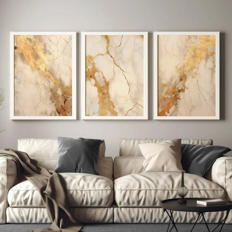 Moderne Svart Beige Gylden Flytende Marmor Utskrift Abstrakt Veggkunst Fine Art Lerret Utskrifter Bilder For Stue Soverom Innredning | Skanto