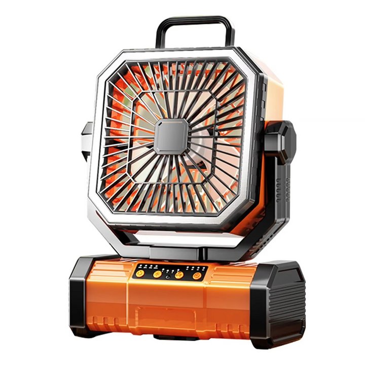 Oppladbar campingvifte med 20000mAh batteri, 4 hastigheter og LED-lanterne | Skanto